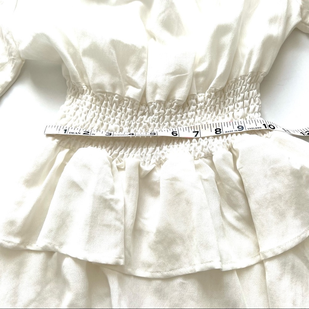 Lioness White Linen-Blend Ruffle 'Cuban' Dress M - Picture 10 of 15